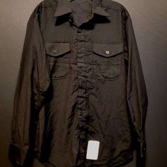 Vintage US Navy Issue Black Uniform Shirt Tag Size 16.5 x 34 Button Up - Picture 1 of 7